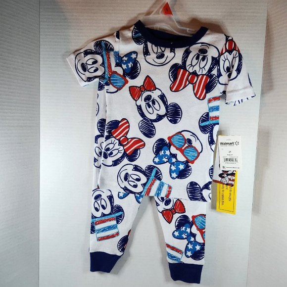 Disney Mickey & Minnie Mouse Toddler Pajamas set 2 pc 2T patriotic 12 mo baby - Picture 2 of 12